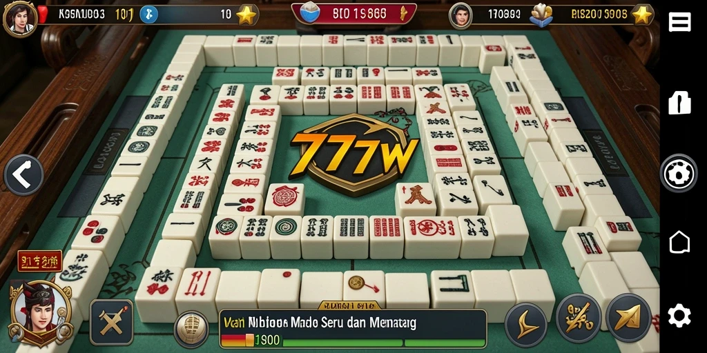 Tampilan gameplay Mahjong di 7777W yang seru dan menantang.