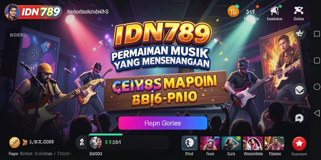 Tampilan gameplay seru dari IDN789 saat pemain berinteraksi dengan musik.