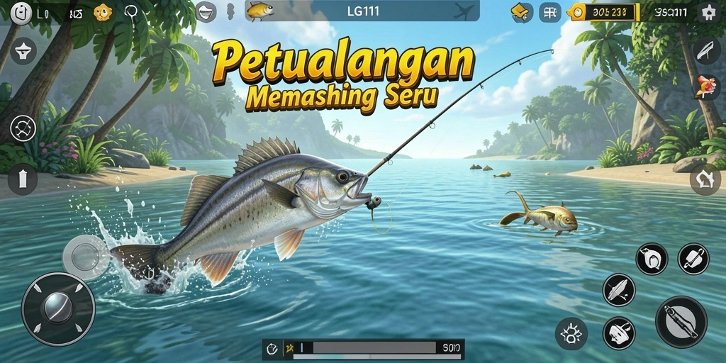 Screenshot gameplay yang menunjukkan momen seru saat memancing.