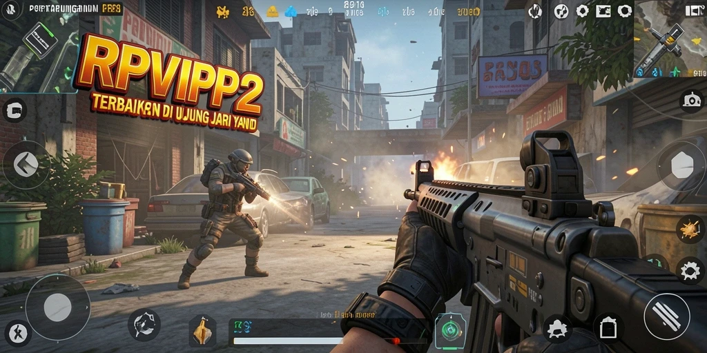 Screenshot RPVIP2 menampilkan pertempuran intens dan aksi mendebarkan di FPS.